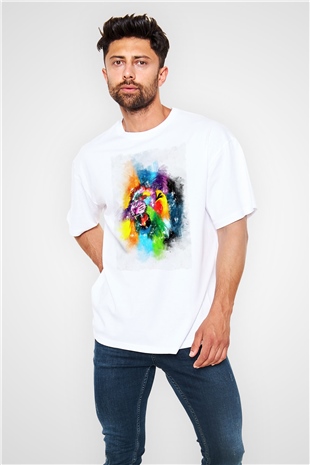 Aslan Beyaz Oversize Tişört Oversize T-shirt - TişörtFabrikası