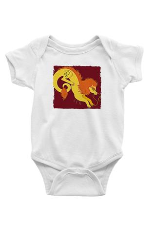 Aslan Burcu Baskılı Beyaz Unisex Bebek Body - Zıbın