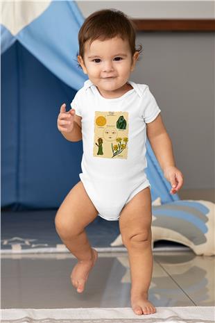 Aslan Burcu Baskılı Beyaz Unisex Bebek Body - Zıbın
