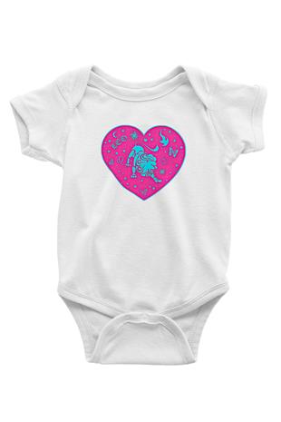 Aslan Burcu Baskılı Beyaz Unisex Bebek Body - Zıbın
