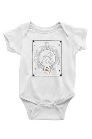 Aslan Burcu Baskılı Beyaz Unisex Bebek Body - Zıbın