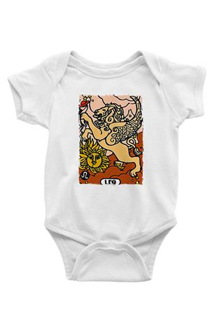 Aslan Burcu Baskılı Beyaz Unisex Bebek Body - Zıbın