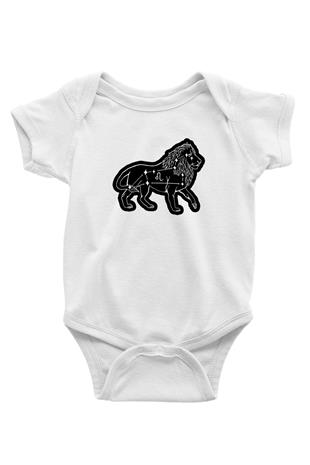 Aslan Burcu Baskılı Beyaz Unisex Bebek Body - Zıbın