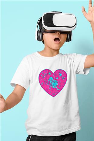 Aslan Burcu Baskılı Beyaz Unisex Beyaz Çocuk Tişört - Tshirt