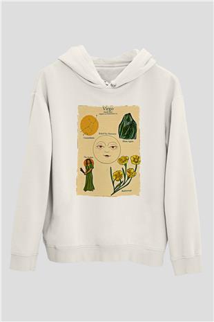 Aslan Burcu Baskılı Beyaz Unisex Hoodie
