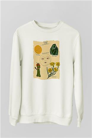 Aslan Burcu Baskılı Beyaz Unisex Sweatshirt
