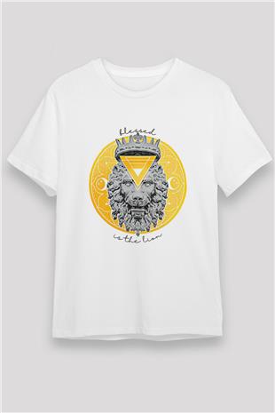 Aslan Burcu Unisex Baskılı Beyaz Tişört - Tshirt