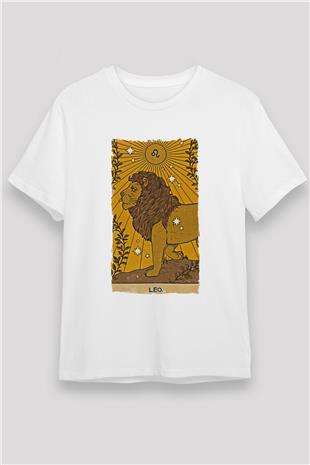 Aslan Burcu Unisex Baskılı Beyaz Tişört - Tshirt