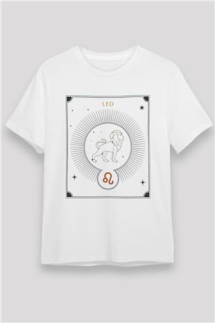 Aslan Burcu Unisex Baskılı Beyaz Tişört - Tshirt
