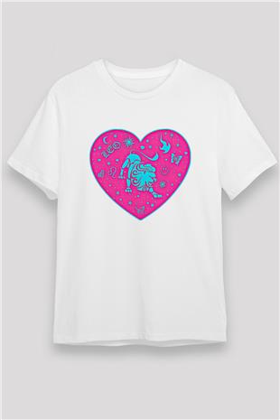 Aslan Burcu Unisex Baskılı Beyaz Tişört - Tshirt