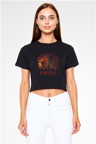 Aslan Siyah  Crop Top Tişört