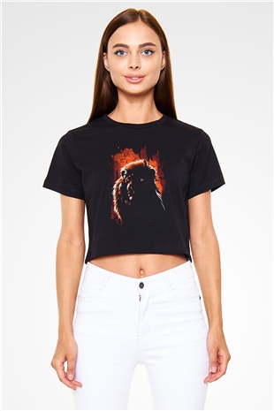 Aslan Siyah  Crop Top Tişört