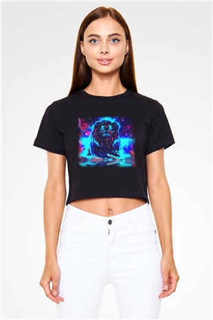 Aslan Siyah Crop Top Tişört