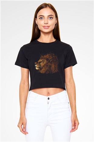 Aslan Siyah Crop Top Tişört