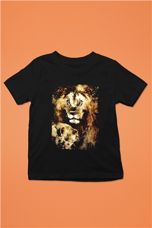 Aslan Siyah Unisex Çocuk Tişört