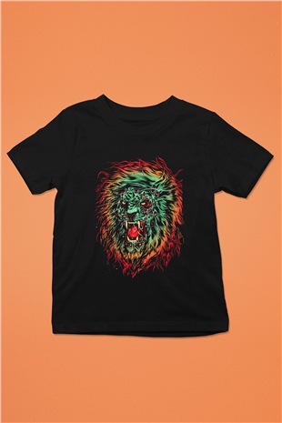 Aslan Siyah Unisex Çocuk Tişört