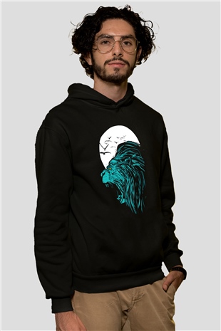 Aslan Siyah Unisex Hoodie