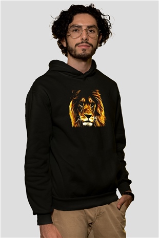 Aslan Siyah Unisex Hoodie