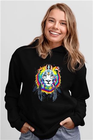 Aslan Siyah Unisex Hoodie