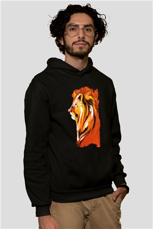 Aslan Siyah Unisex Hoodie