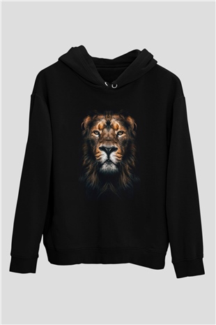 Aslan Siyah Unisex Kapüşonlu Sweatshirt