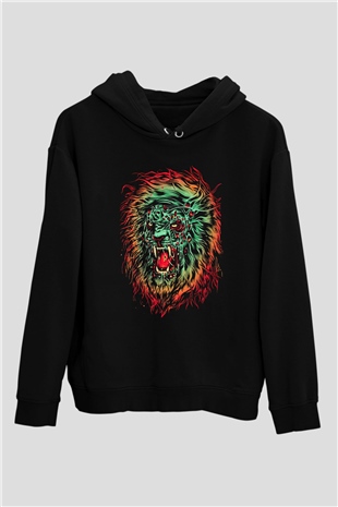 Aslan Siyah Unisex Kapüşonlu Sweatshirt