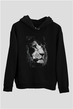 Aslan Siyah Unisex Kapüşonlu Sweatshirt