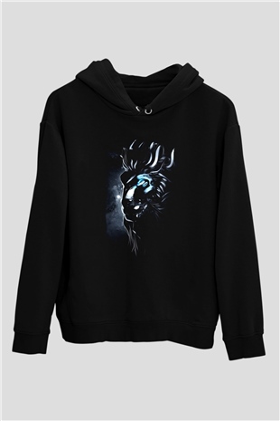 Aslan Siyah Unisex Kapüşonlu Sweatshirt