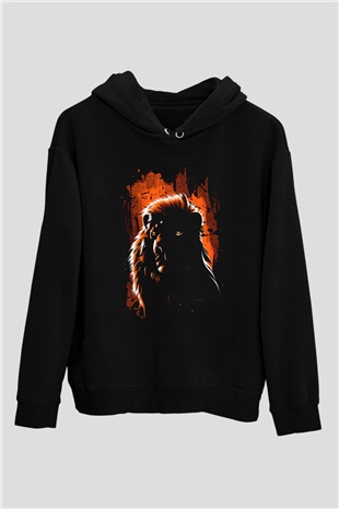 Aslan Siyah Unisex Kapüşonlu Sweatshirt