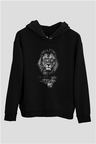 Aslan Siyah Unisex Kapüşonlu Sweatshirt