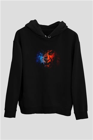 Aslan Siyah Unisex Kapüşonlu Sweatshirt