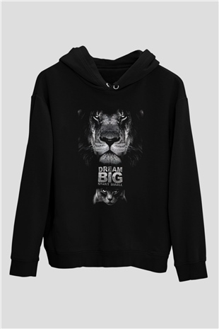 Aslan Siyah Unisex Kapüşonlu Sweatshirt