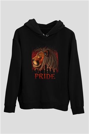 Aslan Siyah Unisex Kapüşonlu Sweatshirt