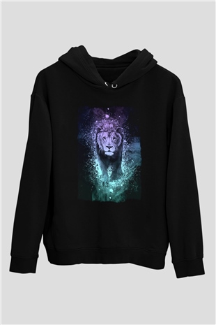 Aslan Siyah Unisex Kapüşonlu Sweatshirt