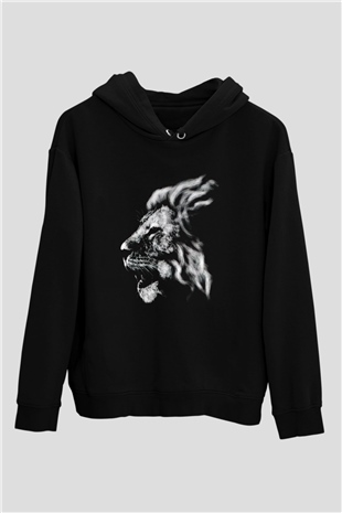 Aslan Siyah Unisex Kapüşonlu Sweatshirt