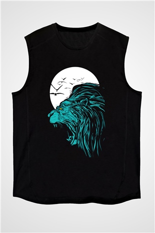 Aslan Siyah Unisex Kolsuz Tişört