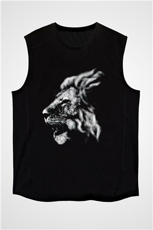 Aslan Siyah Unisex Kolsuz Tişört