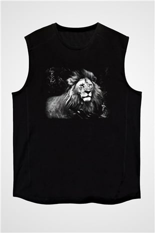 Aslan Siyah Unisex Kolsuz Tişört