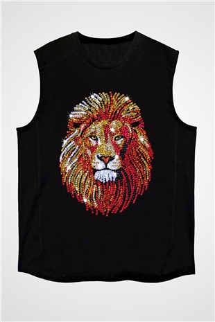 Aslan Siyah Unisex Kolsuz Tişört
