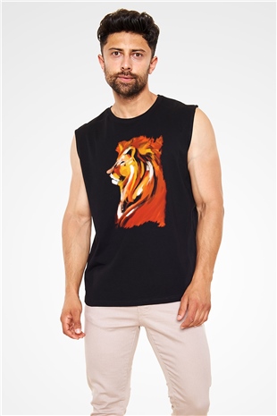 Aslan Siyah Unisex Kolsuz Tişört