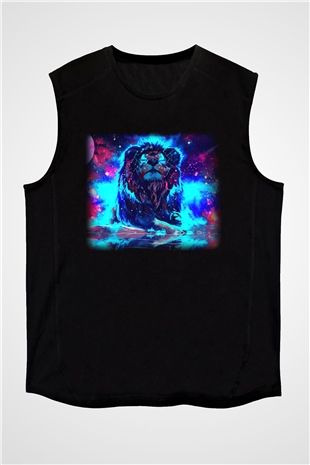 Aslan Siyah Unisex Kolsuz Tişört