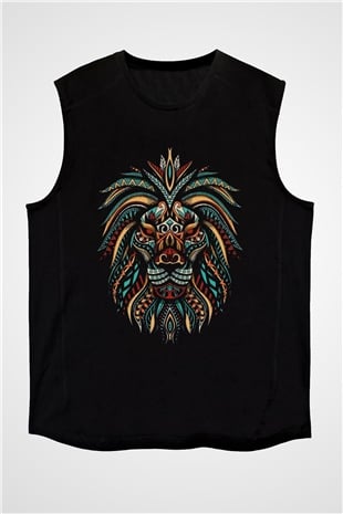 Aslan Siyah Unisex Kolsuz Tişört