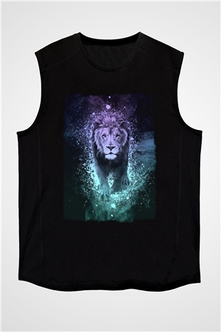 Aslan Siyah Unisex Kolsuz Tişört