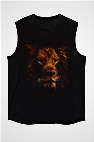 Aslan Siyah Unisex Kolsuz Tişört