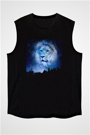 Aslan Siyah Unisex Kolsuz Tişört