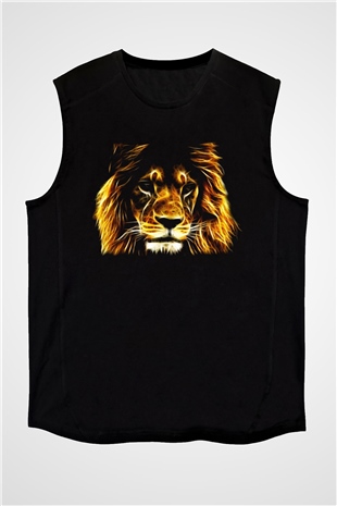 Aslan Siyah Unisex Kolsuz Tişört