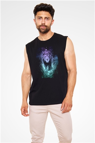 Aslan Siyah Unisex Kolsuz Tişört