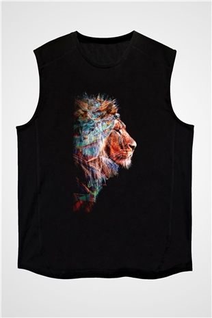 Aslan Siyah Unisex Kolsuz Tişört