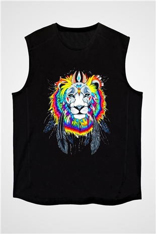 Aslan Siyah Unisex Kolsuz Tişört