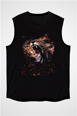 Aslan Siyah Unisex Kolsuz Tişört